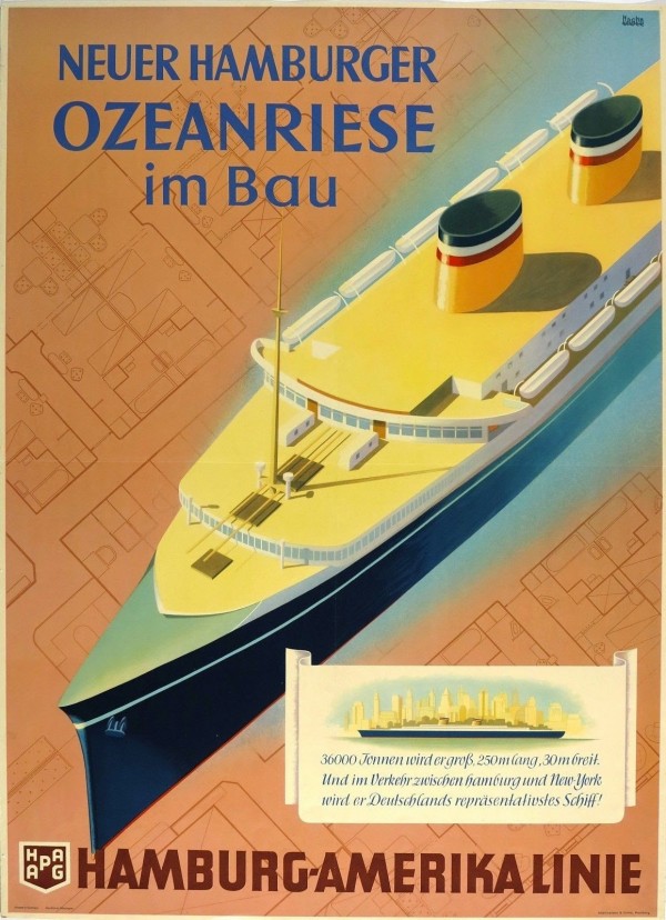 Hamburg - America Line vintage travel poster  Print